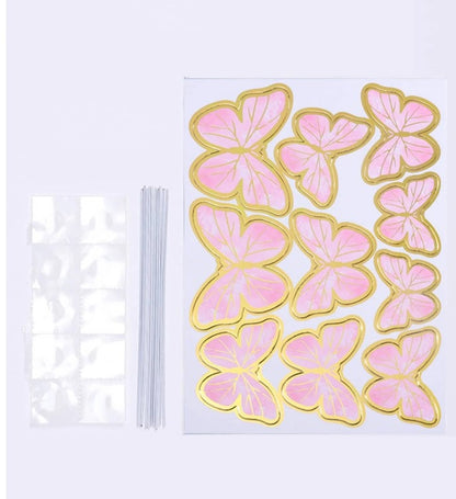 Pink & Gold Butterflies (10 pack)