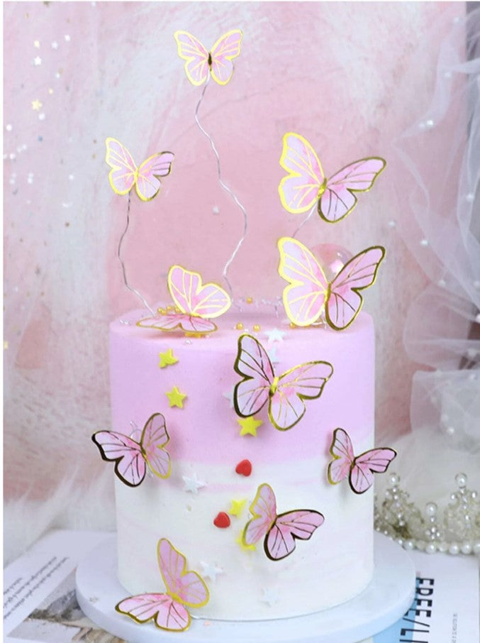 Pink & Gold Butterflies (10 pack)