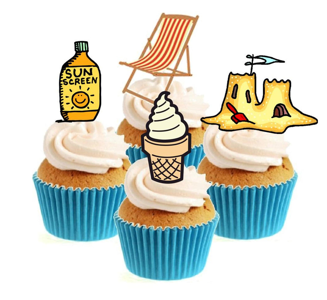 By The Seaside Collection Stand Up Cake Toppers (12 pack)  Pack contains 12 images - 3 of each image - printed onto premium wafer card