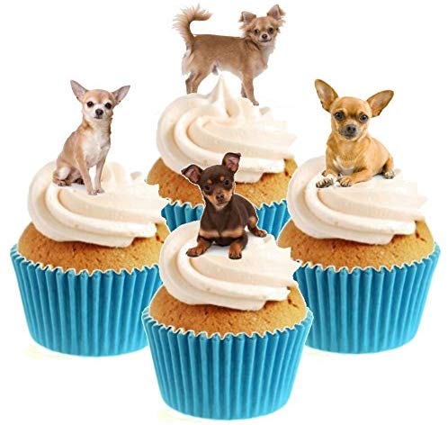 Chihuahua Stand Up Cake Toppers (12 pack) Pack contains 12 images - 3 of each image - printed onto premium wafer card