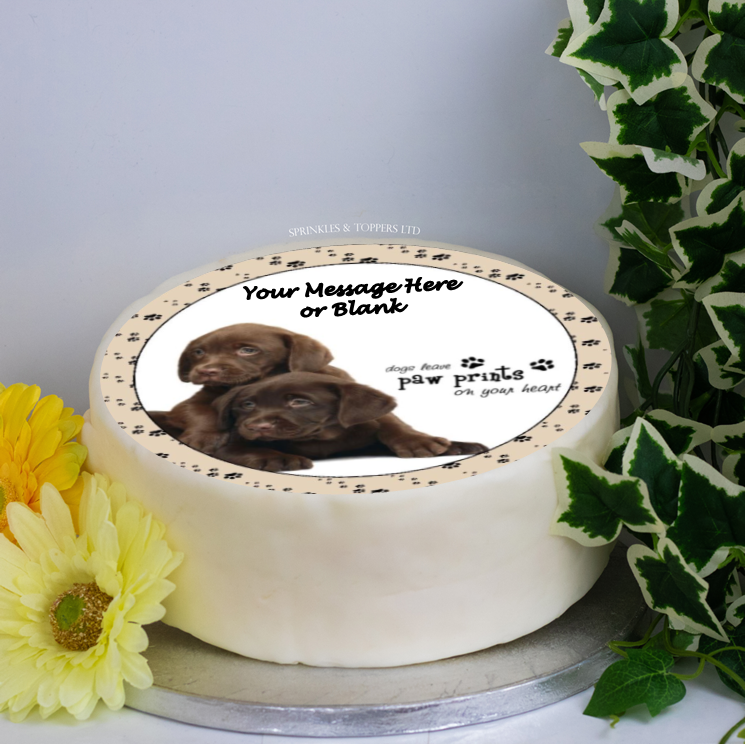 Personalised Chocolate Labradors Scene 8" Cake Topper