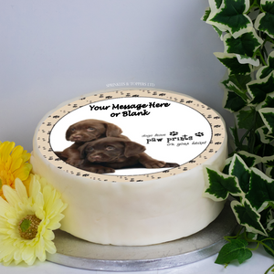 Personalised Chocolate Labradors Scene 8" Icing Sheet Cake Topper