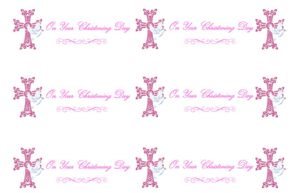 Pink On Your Christening Day Edible Icing Cake Ribbon