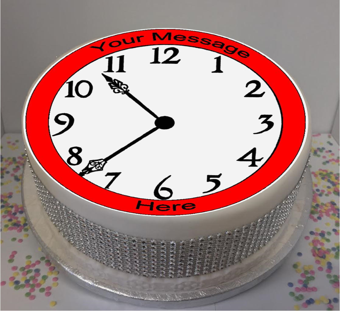 Personalised Clock 8" Icing Sheet Cake Topper