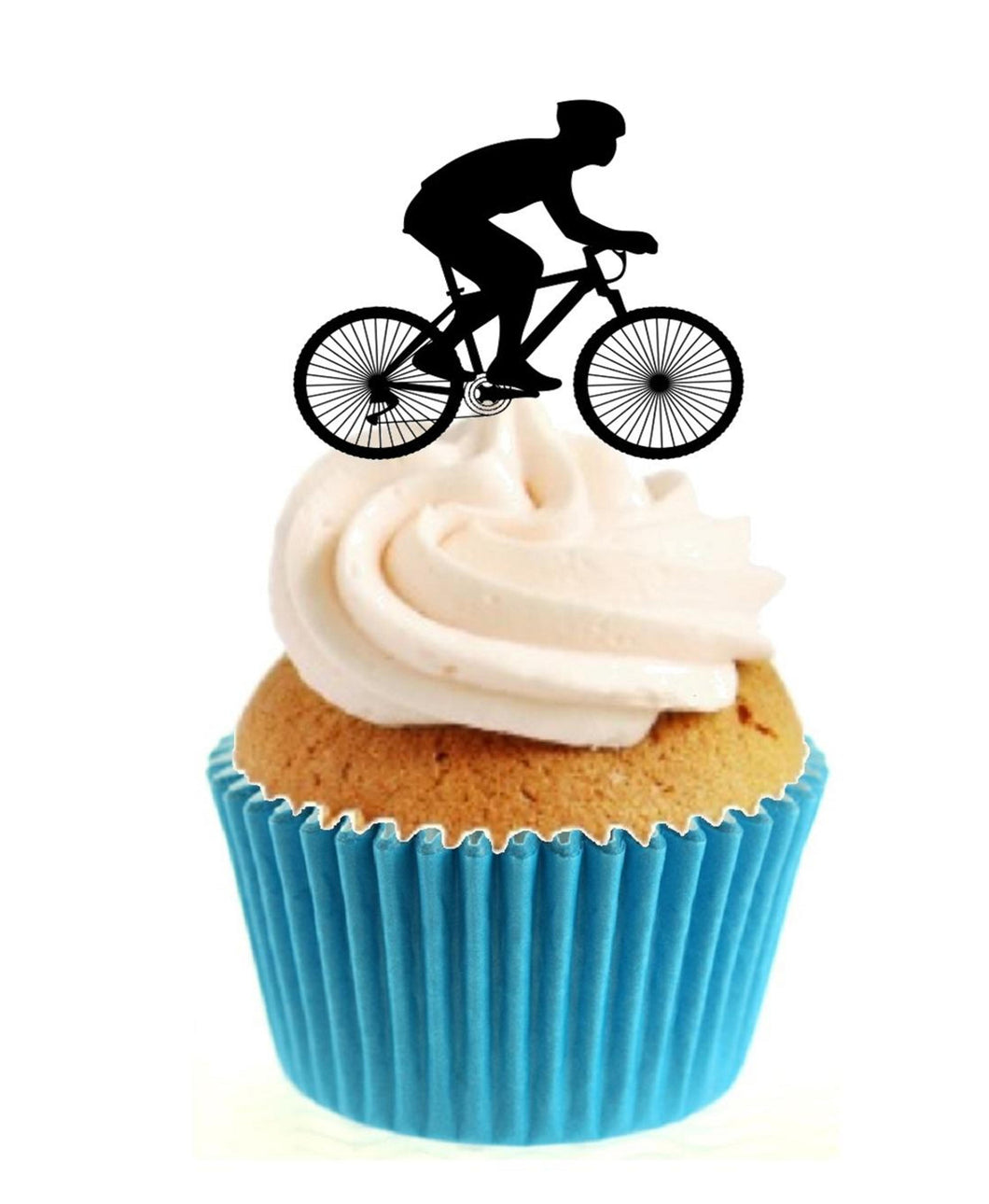 Cycling Silhouette Stand Up Cake Toppers (12 pack)  Pack contains 12 images printed onto premium wafer card