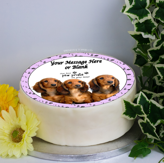 Personalised Dachshund Puppies Scene 8" Cake Topper