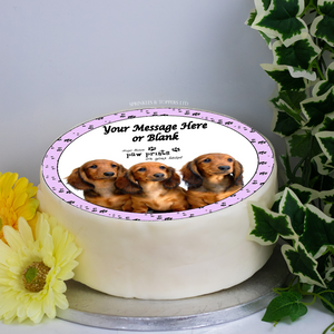Personalised Dachshund Puppies Scene 8" Icing Sheet Cake Topper