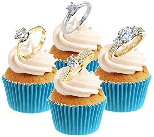 Diamond Rings Collection Stand Up Cake Toppers (12 pack)  Pack contains 12 images - 3 of each image - printed onto premium wafer card