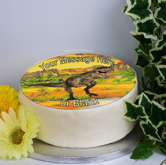 Personalised Dinosaur Scene 8" Cake Topper