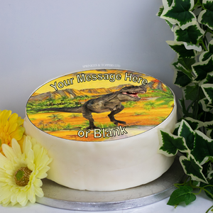 Personalised Dinosaur Scene 8" Icing Sheet Cake Topper