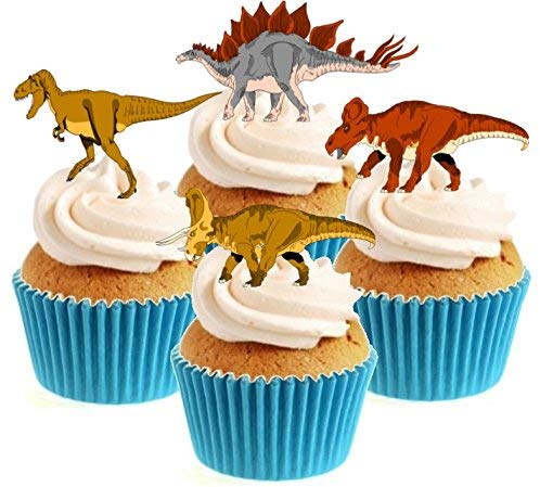 Dinosaurs Stand Up Cake Toppers (12 pack)  Pack contains 12 images - 3 of each image - printed onto premium wafer card