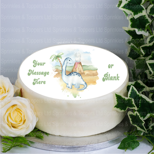 Personalised Dinosaur & Volcano Scene  8" Cake Topper