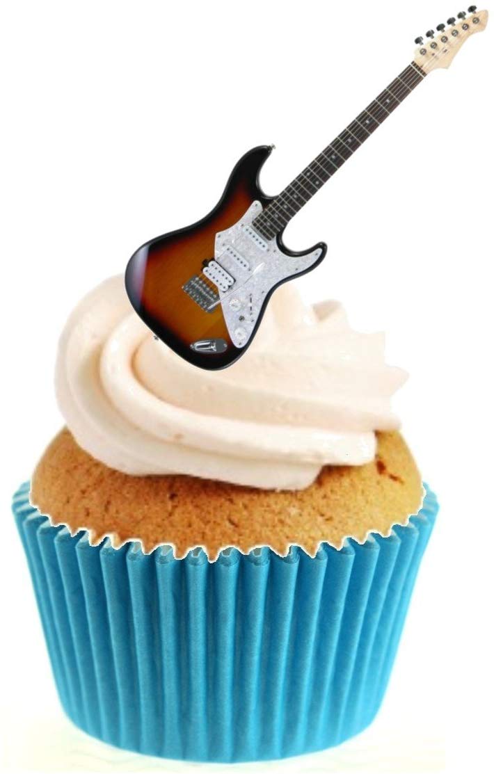 Electric Guitar Stand Up Cake Toppers (12 pack)  Pack contains 12 images printed onto premium wafer card