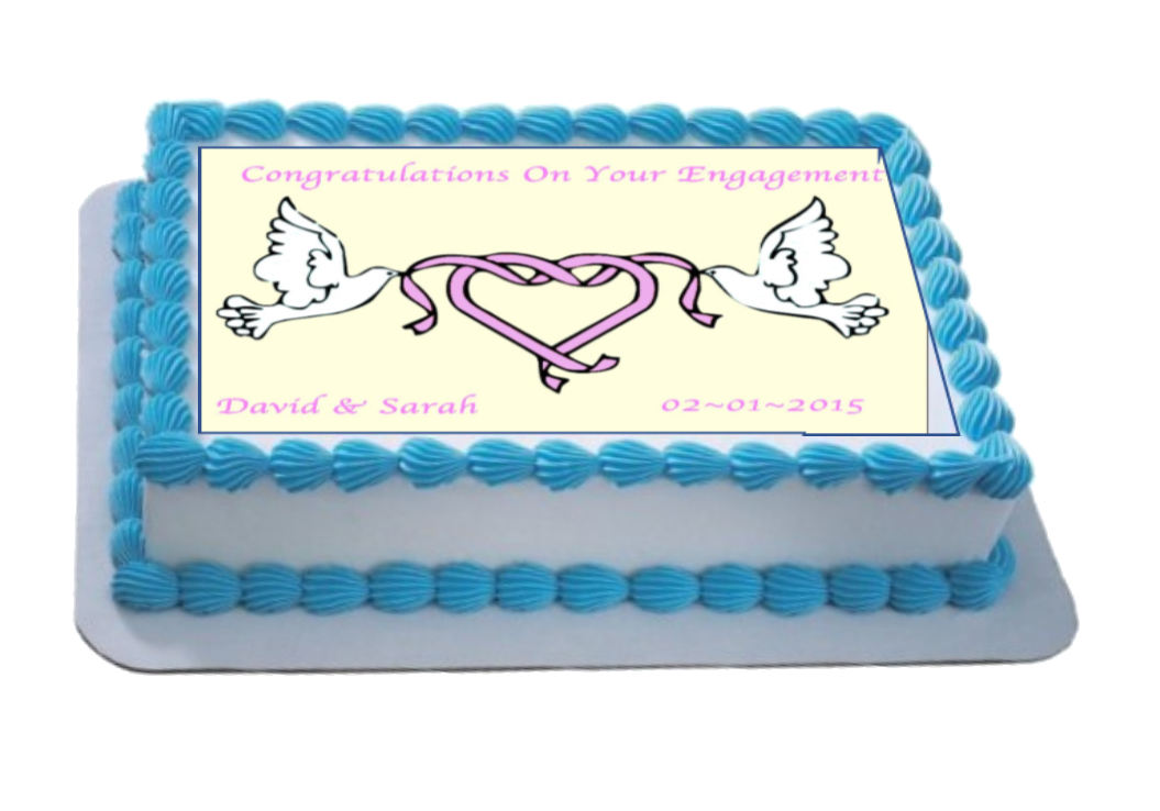 Personalised Engagement Doves A4 Icing Sheet Topper