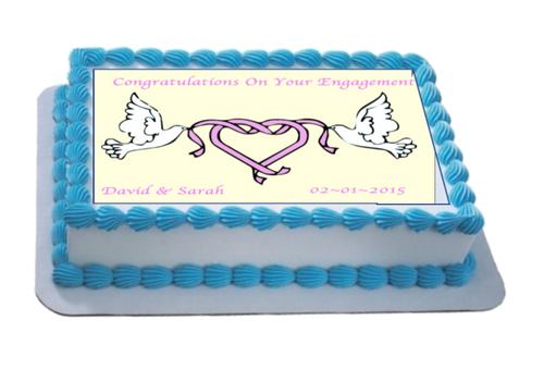 Personalised Engagement Doves A4 Icing Sheet Topper