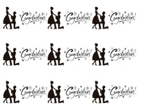 Load image into Gallery viewer, ENGAGEMENT SILHOUETTE EDIBLE ICING CAKE RIBBON / SIDE STRIPS   Use instead of traditional ribbon to decorate the sides of your cakes  Edible fondant icing, perfect for that special occasion