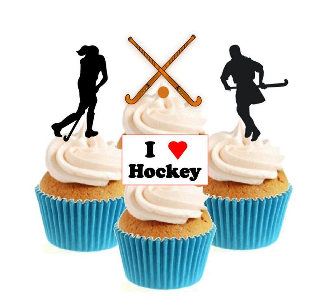 Field Hockey Collection Stand Up Cake Toppers (12 pack)  Pack contains 12 images - 3 of each image - printed onto premium wafer card