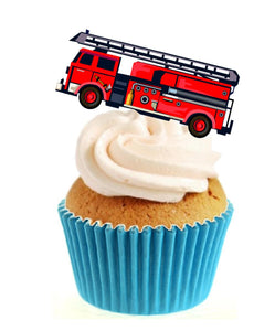 Fire Engine Stand Up Cake Toppers (12 pack)  Pack contains 12 images printed onto premium wafer card