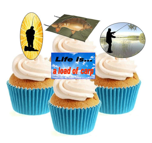 Fishing Collection (A) Stand Up Cake Toppers (12 pack)  Pack contains 12 images ~ 3 of each image ~ printed onto premium wafer card