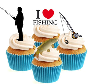Fishing Collection Stand Up Cake Toppers (12 pack)  Pack contains 12 images ~ 3 of each image ~ printed onto premium wafer card