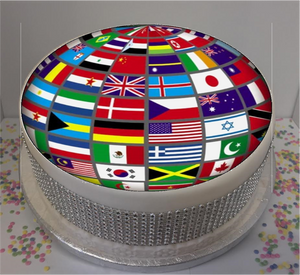 Flag Globe 8" Icing Sheet Cake Topper  Icing sheet cake toppers are a great way to personalise either a homemade or shop bought plain cake  Easy Peel Icing Sheet - No Fuss - Ready to pop straight onto your cake (full instructions included)