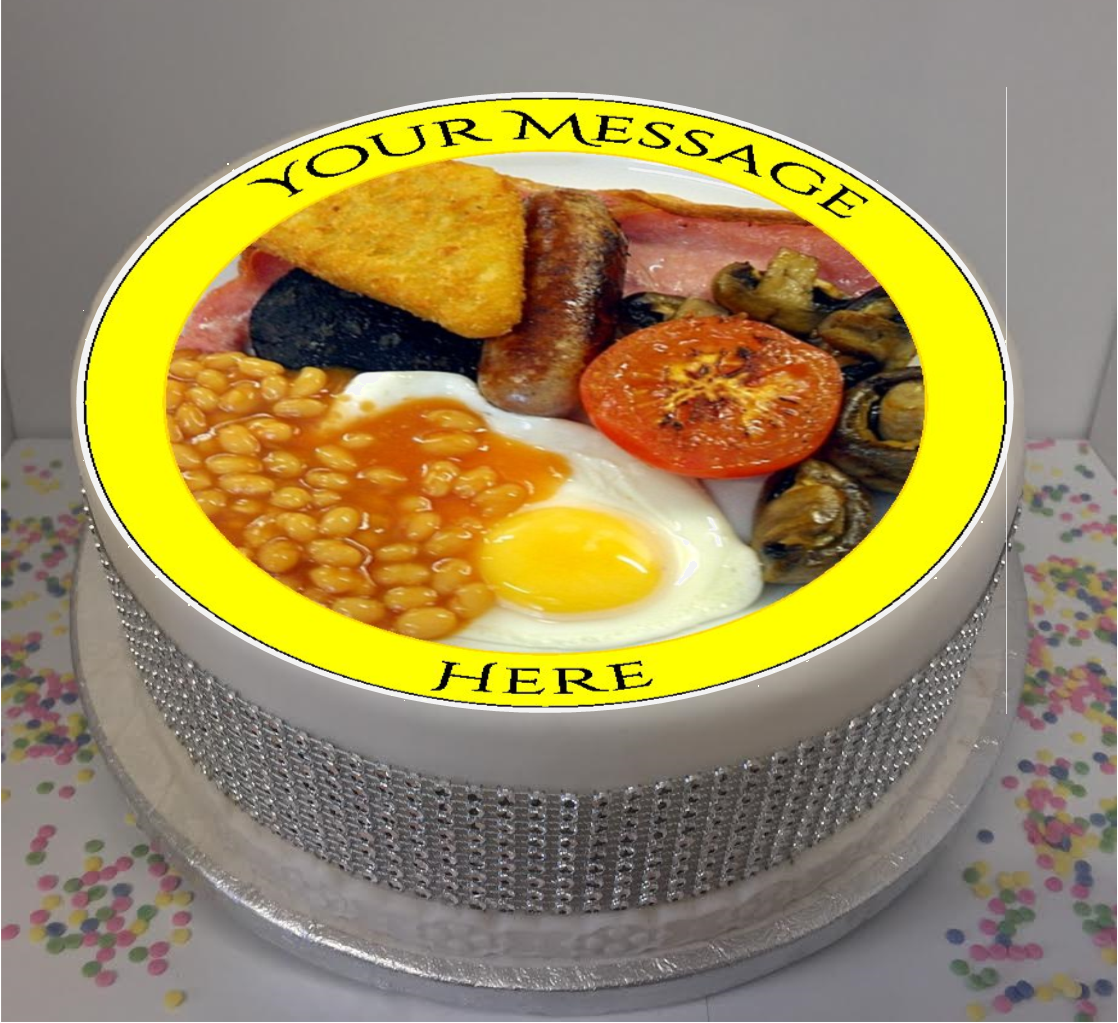 Personalised Full English Breakfast 8" Icing Sheet Cake Topper