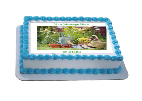 Personalised Gardening Scene (B) A4 Icing Sheet Topper
