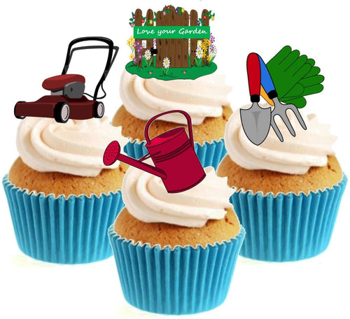 Gardening Collection Stand Up Cake Toppers (12 pack)  Pack contains 12 images ~ 3 of each image ~ printed onto premium wafer card