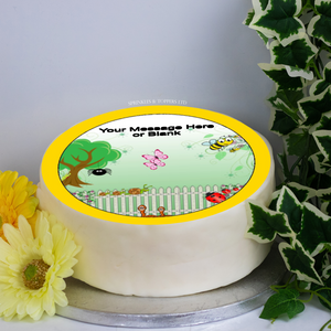 Personalised Garden Insects / Bugs Scene 8" Icing Sheet Cake Topper