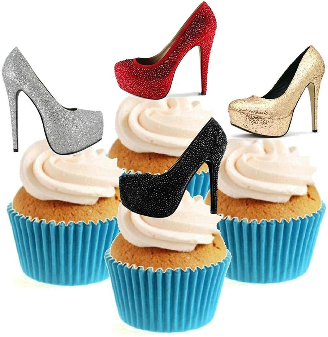 Glamorous Shoes Collection Stand Up Cake Toppers (12 pack)  Pack contains 12 images - 3 of each image - printed onto premium wafer card