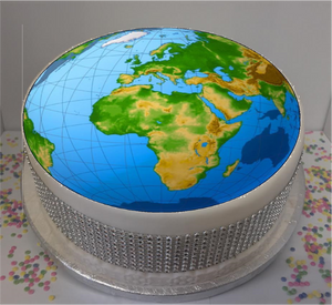 Globe 8" Icing Sheet Cake Topper  Icing sheet cake toppers are a great way to personalise either a homemade or shop bought plain cake  Easy Peel Icing Sheet - No Fuss - Ready to pop straight onto your cake (full instructions included)