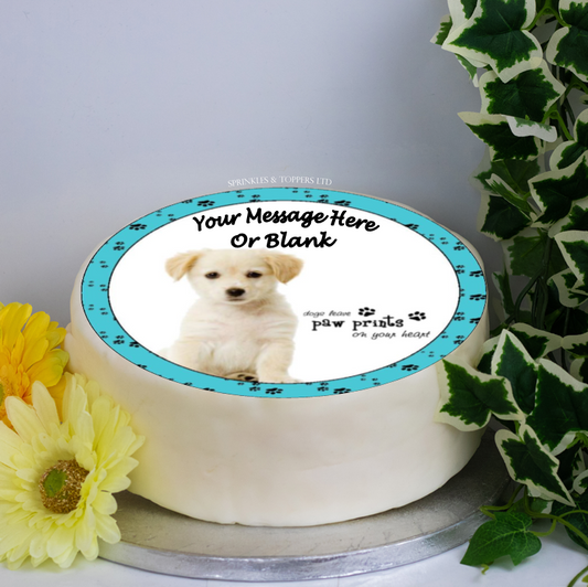 Personalised Golden Labrador Puppy Scene 8" Cake Topper