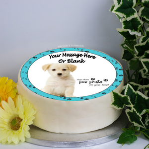 Personalised Golden Labrador Puppy Scene 8" Icing Sheet Cake Topper