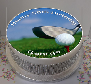 Personalised Golf Course Scene 8" Icing Sheet Cake Topper