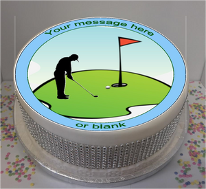 Personalised Golfing Silhouette Scene 8" Icing Sheet Cake Topper