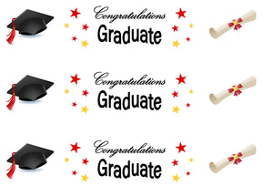CONGRATULATIONS GRADUATE EDIBLE ICING CAKE RIBBON / SIDE STRIPS   Use instead of traditional ribbon to decorate the sides of your cakes  Edible fondant icing, perfect for that special occasion