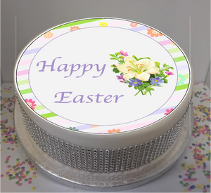 Easter Flowers 8" Icing Sheet Cake Topper  Icing sheet cake toppers are a great way to personalise either a homemade or shop bought plain cake  Easy Peel Icing Sheet - No Fuss - Ready to pop straight onto your cake (full instructions included)