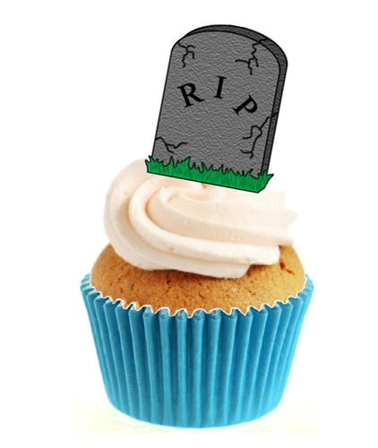Headstone RIP Stand Up Cake Toppers (12 pack)