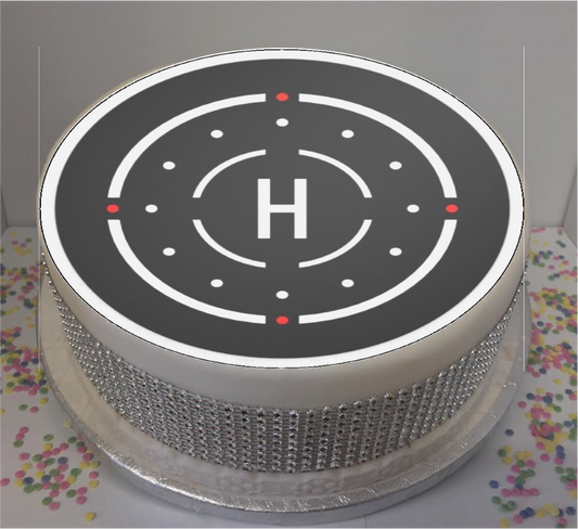 Helipad 8" Icing Sheet Cake Topper