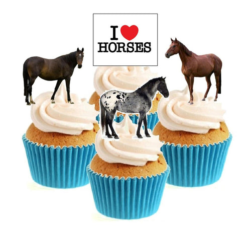 I Love Horses Collection Stand Up Cake Toppers (12 pack)