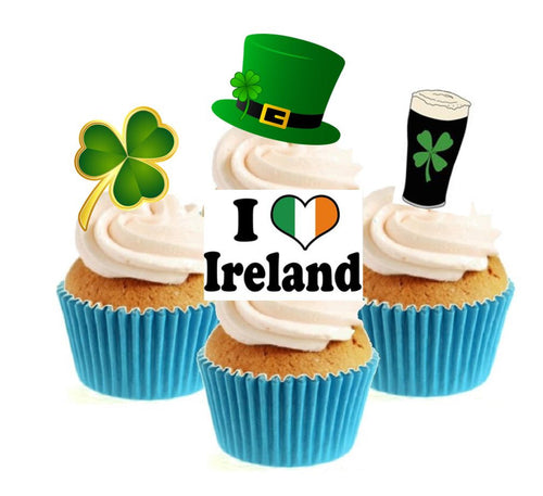 I Love Ireland Collection Stand Up Cake Toppers (12 pack)