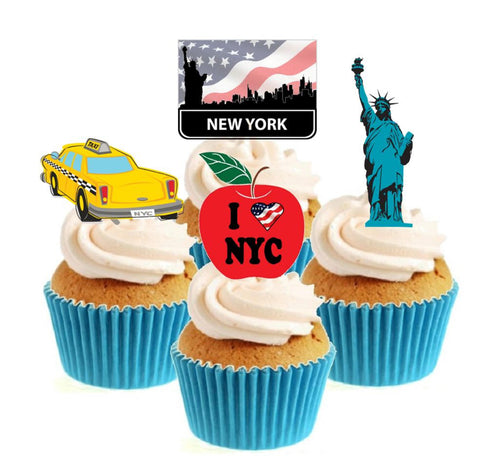 I Love New York Collection Stand Up Cake Toppers (12 pack)