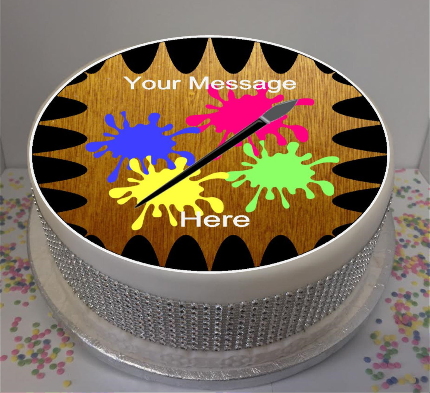 Personalised Art Palette / Artist 8" Icing Sheet Cake Topper