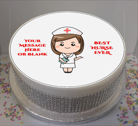 Personalised Best Nurse Scene 8" Icing Sheet Cake Topper