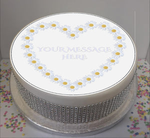 Personalised Daisy Heart Scene 8" Icing Sheet Cake Topper