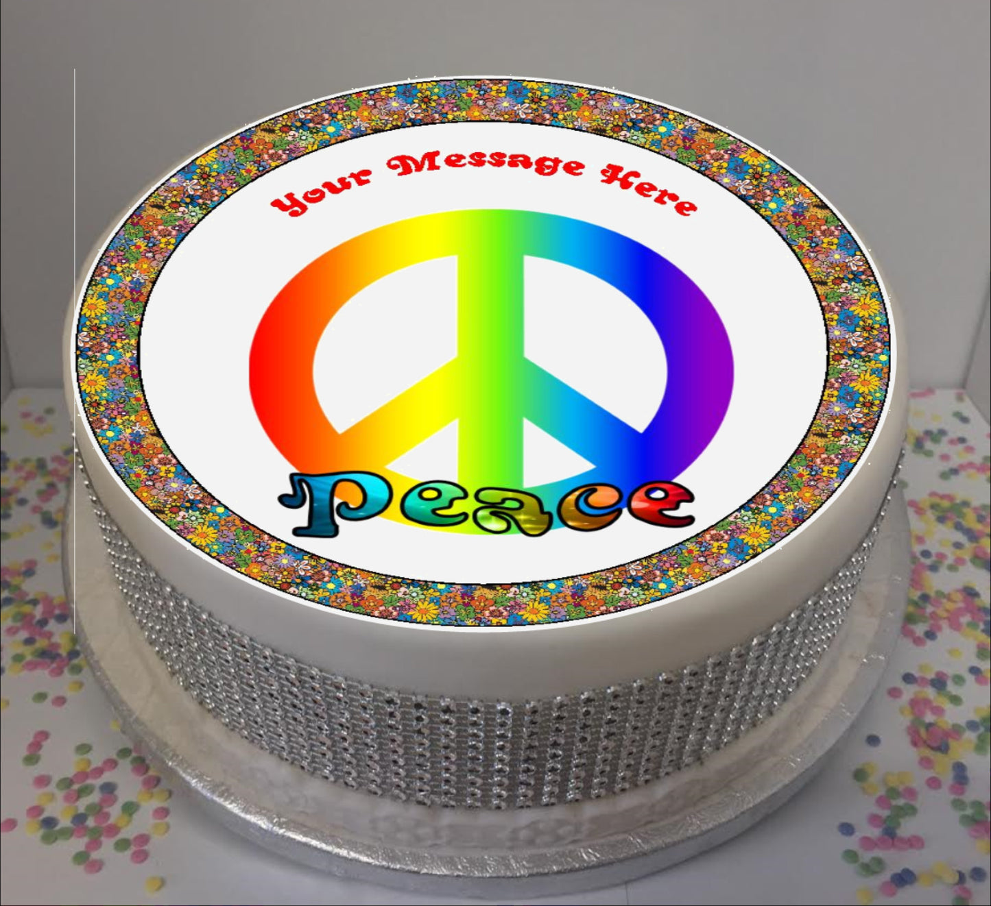 Personalised Peace / CND Scene 8" Icing Sheet Cake Topper