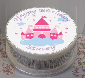Personalised Princess Castle Scene 8" Icing Sheet Cake Topper