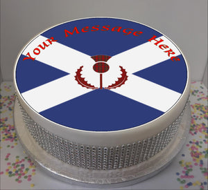 Personalised Saltire & Thistle Scene 8" Icing Sheet Cake Topper