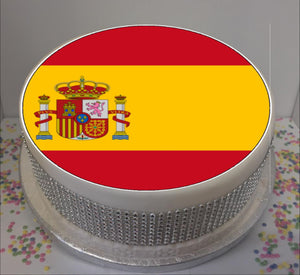 Flag of Spain 8" Icing Sheet Cake Topper   Icing sheet cake toppers are a great way to personalise either a homemade or shop bought plain cake  Easy Peel Icing Sheet - No Fuss - Ready to pop straight onto your cake (full instructions included)