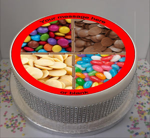Personalised Chocolates & Sweets Scene 8" Icing Sheet Cake Topper